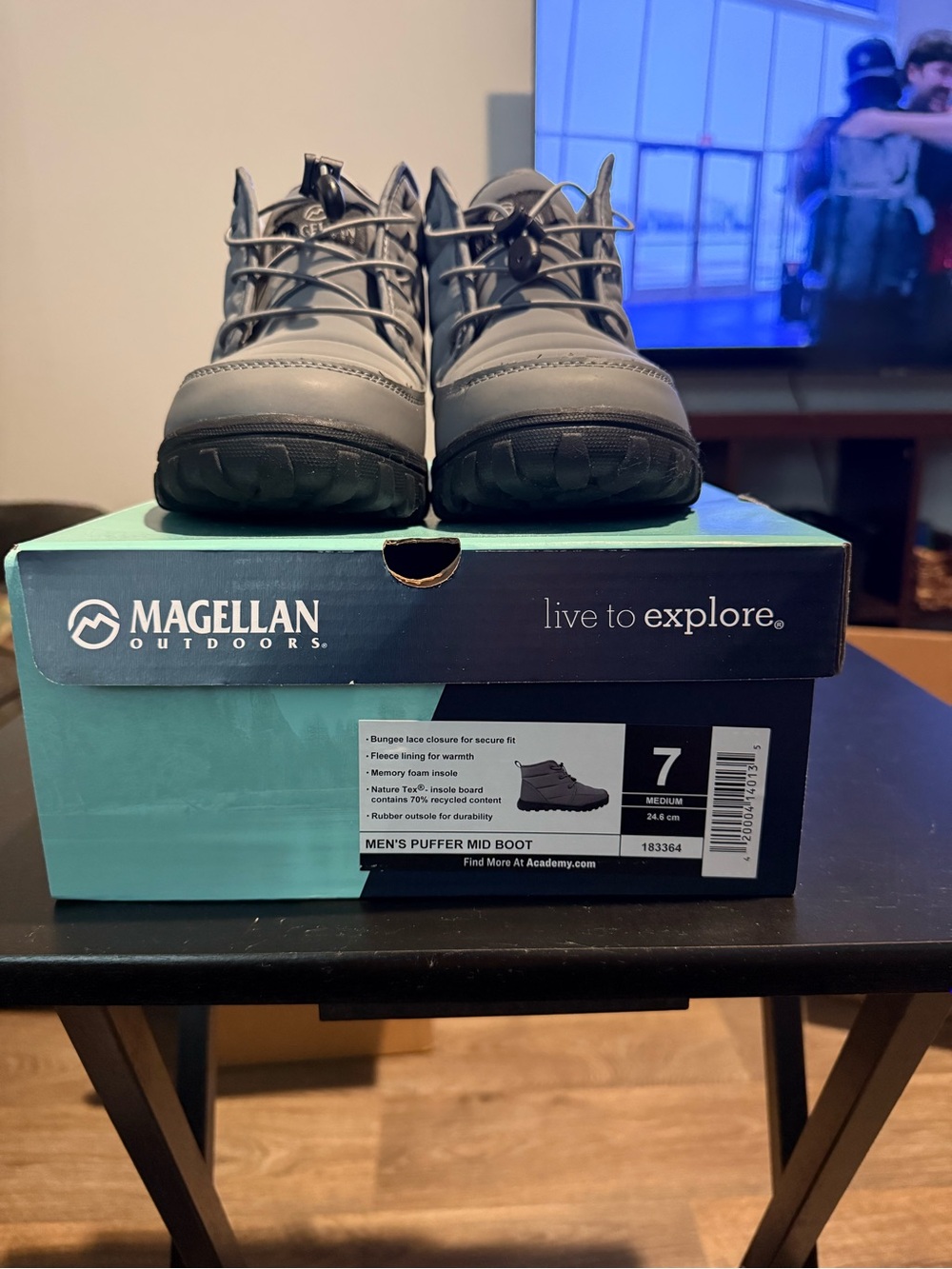 Magellan Outdoors Men's Mid Puffer Boot in Gray